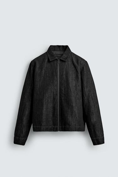 Zara RELAXED FIT DENIM JACKET - Black