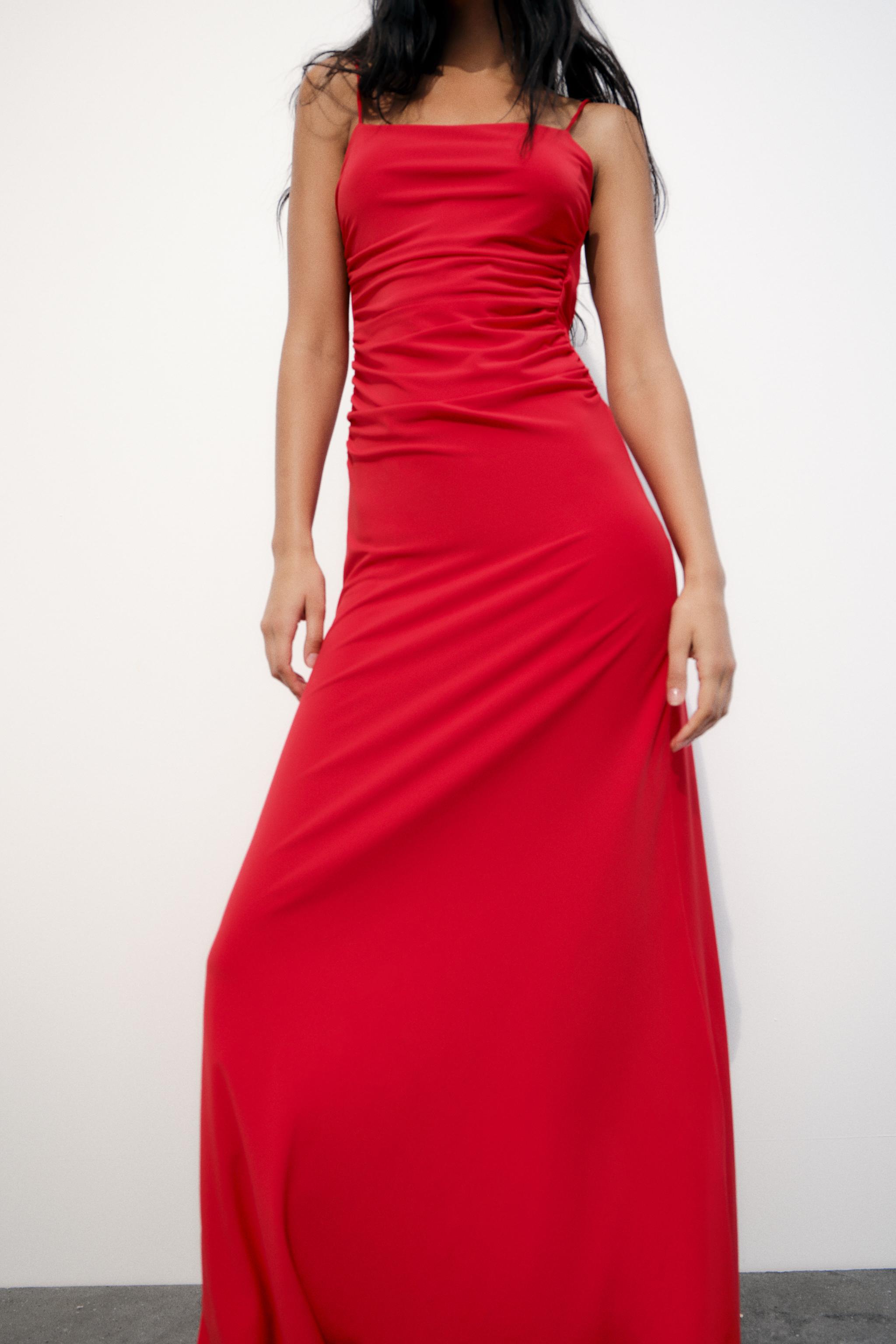 Zara Draped Lingerie style Dress Intense Red Women