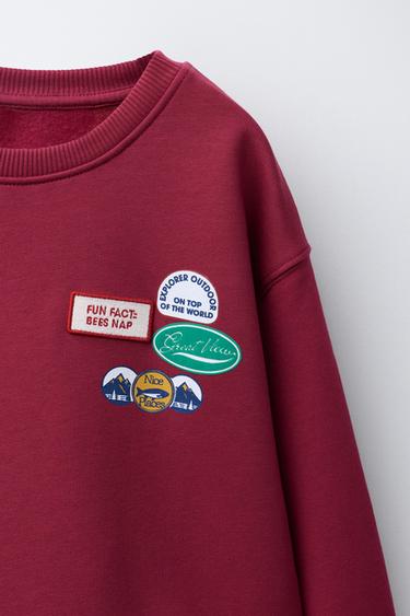 PATCH SWEATSHIRT - Maroon by Zara - Image 2