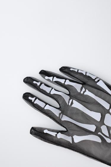 SKELETON FANCY DRESS TULLE GLOVES - Black by Zara - Image 2