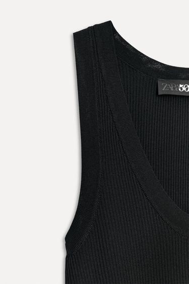 HAUT EN MAILLE CÔTELÉE À EMMANCHURES 50E ANNIVERSAIRE - Noir de Zara - Image 3