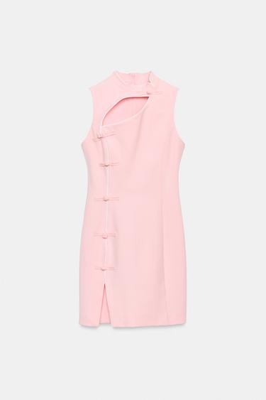 ROBE COURTE À BRANDEBOURGS - Rose de Zara
