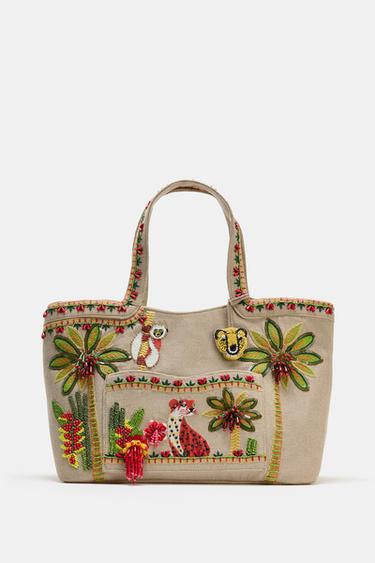 BEADED MAXI TOTE BAG - Multicoloured by Zara