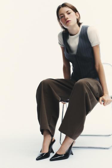 SLINGBACK MIT KEILABSATZ - Schwarz von Zara