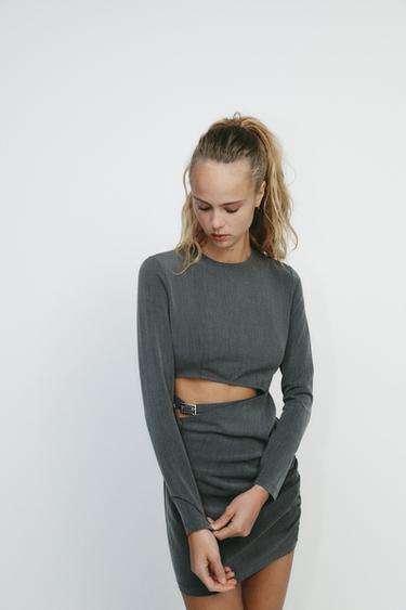 CUT-OUT DRESS WITH LOOP DETAIL - Grey by Zara
