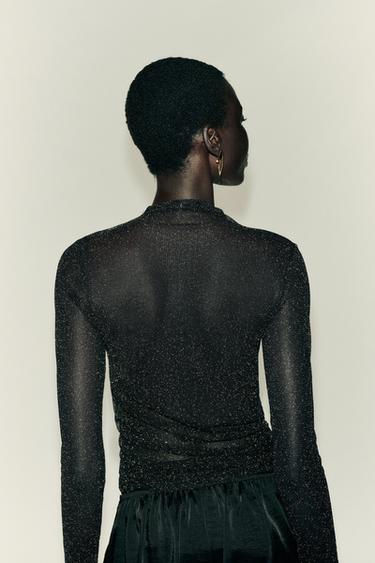 TOP FIL MÉTALLISÉ - Noir de Zara - Image 6