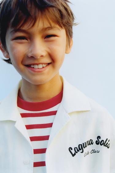 ÁO SƠ MI CỔ VE CHỮ K IN CHỮ - Màu kem từ Zara