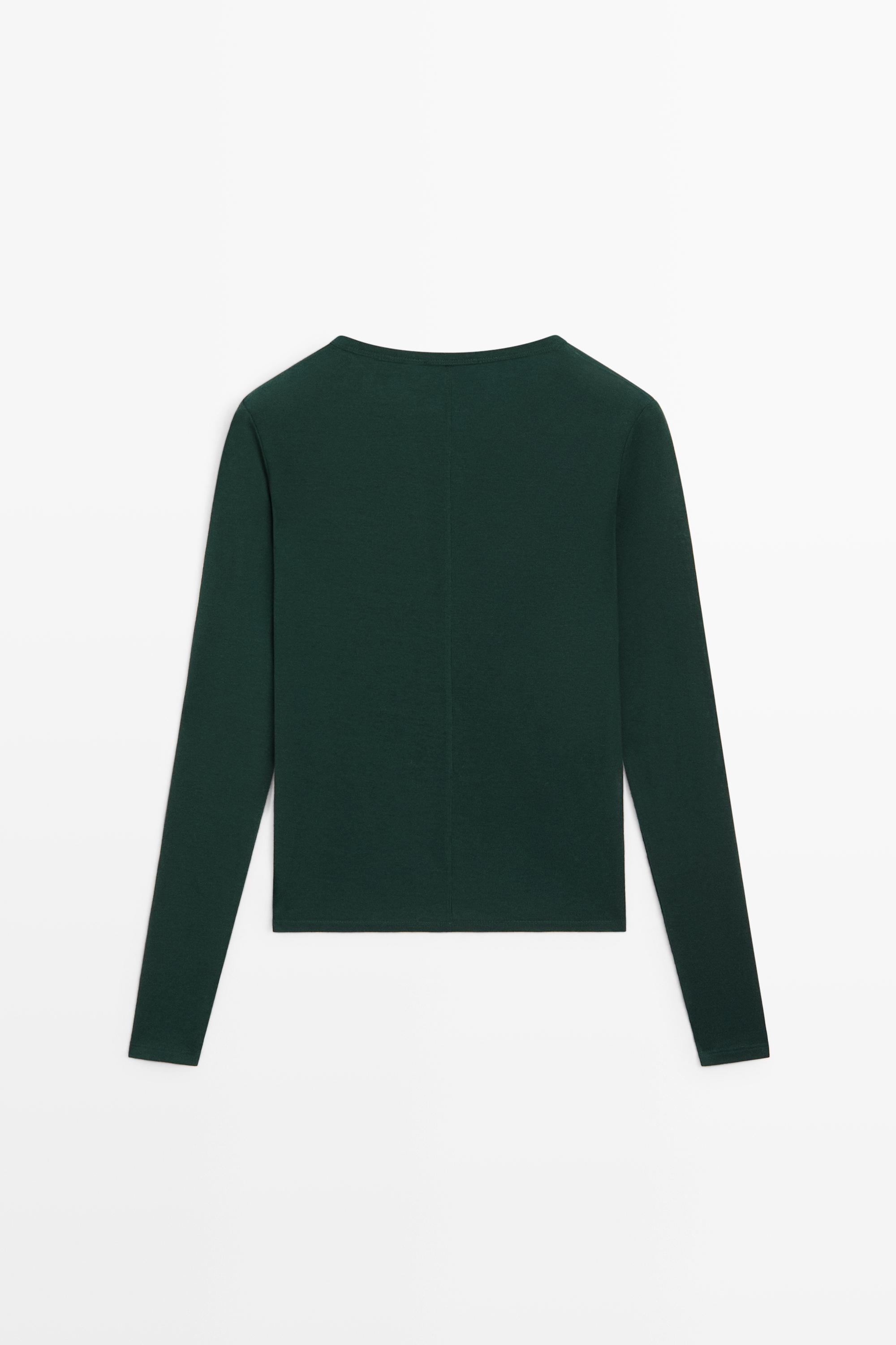 Long sleeve wool-blend T-shirt