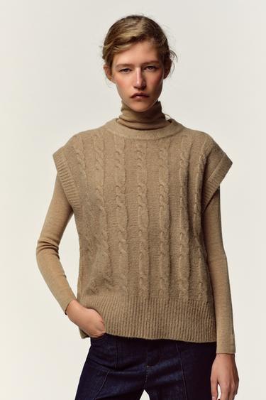 PULL EN LAINE À COL MONTANT - Camel clair de Zara - Image 4