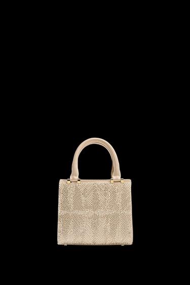 BOLSO EFECTO SATINADO PERLAS - Beige de Zara - Imagen 0