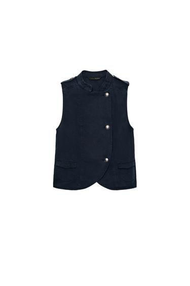 BUTTONED TAB VEST TOP - Blue by Zara
