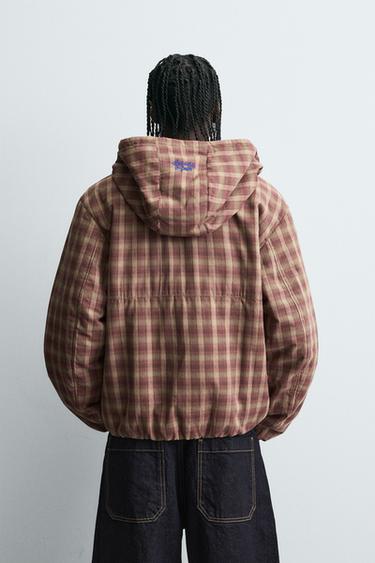 HOODIE CHECK JACKET - Reddish by Zara - Image 2