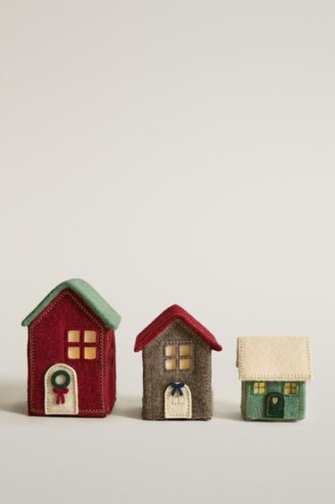 Felt house Christmas decorations (set of 3) — Multicoloured 2