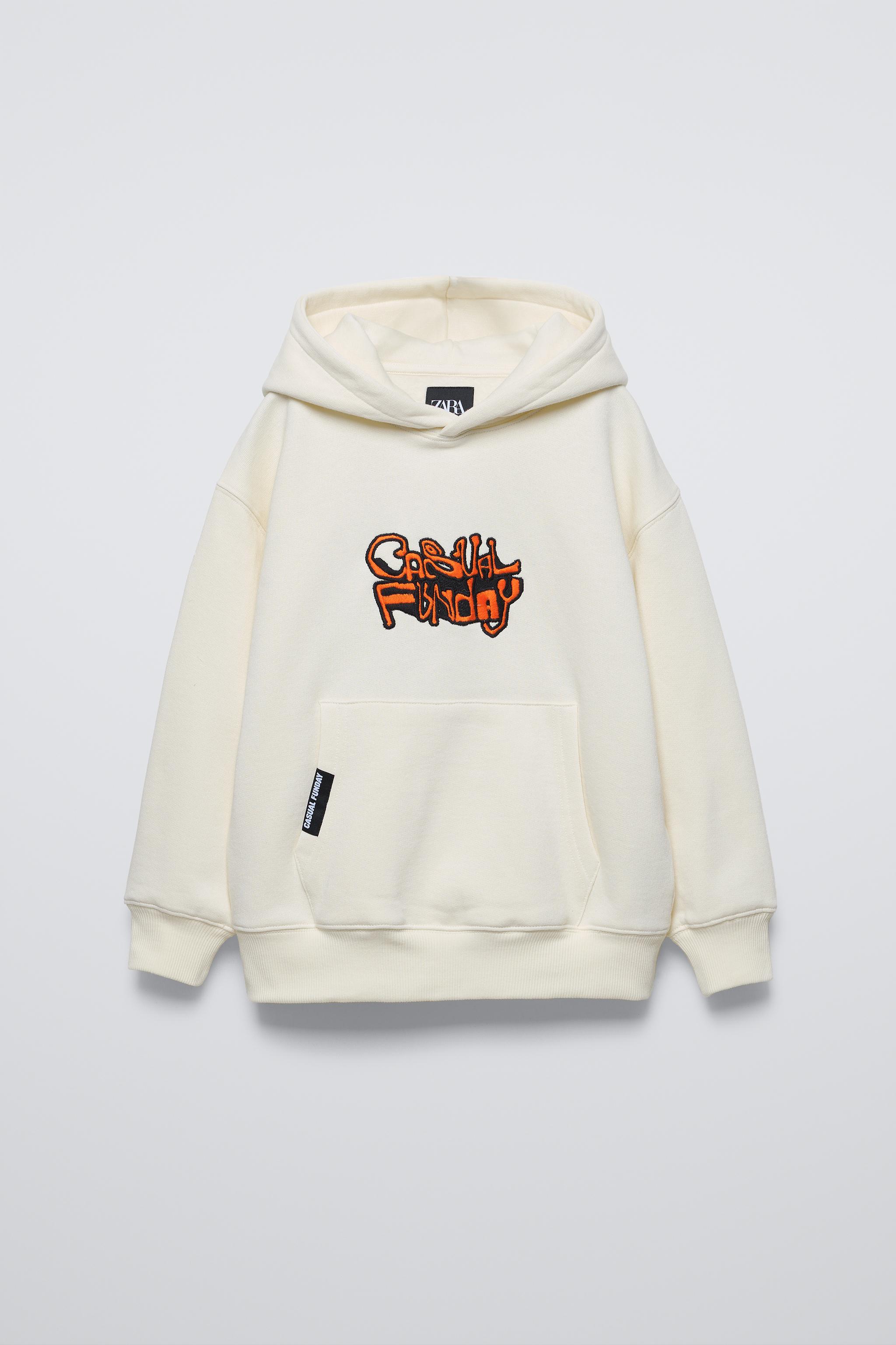 EMBROIDERED HOODIE Ecru ZARA United Kingdom