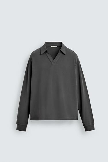 ÁO POLO DÁNG RỘNG VẢI MỀM - Màu xám dịu từ Zara