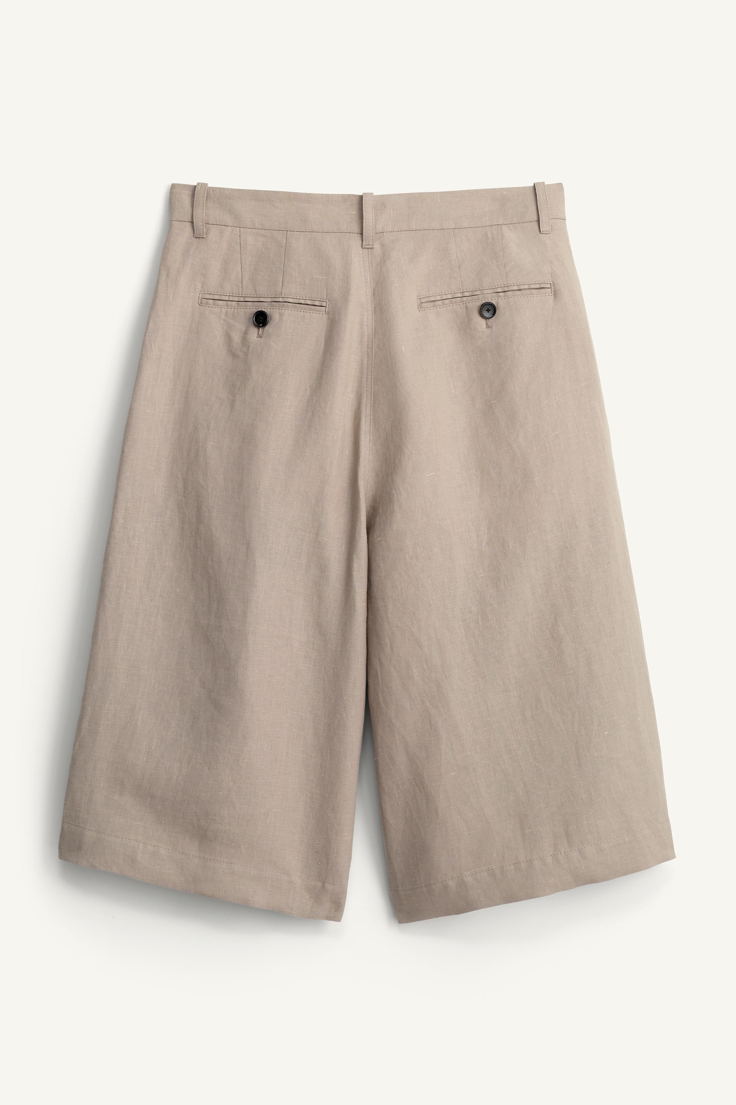 さら 100% LINEN WIDE FIT WRAP SHORTS - Beige | ZARA United States