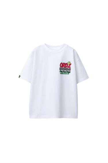 تيشرت بطبعة شعار - أبيض الخاص بـ Zara