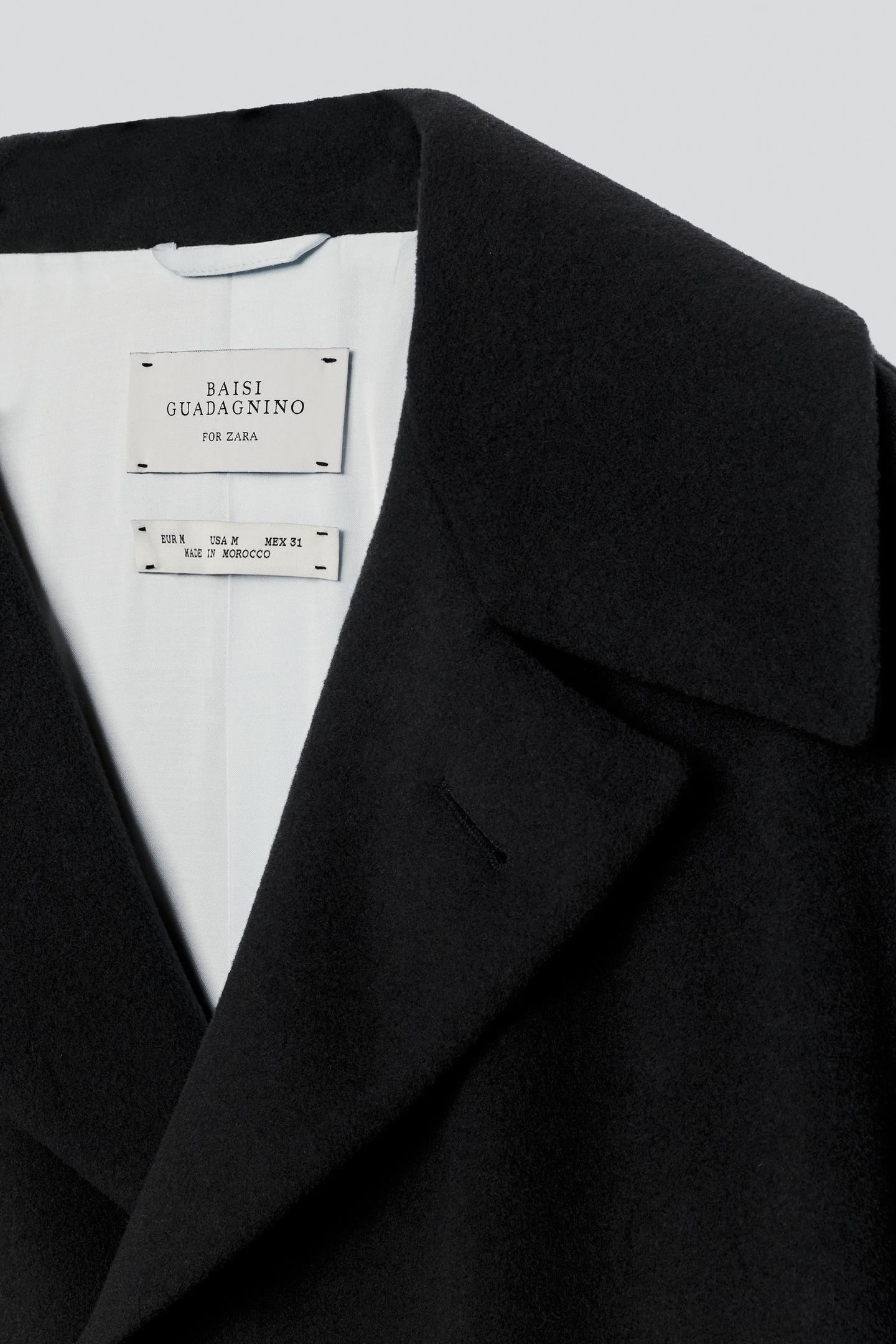 Мужское пальто Zara Contrast Long, цвет: Антрацитовый серый — фото 7