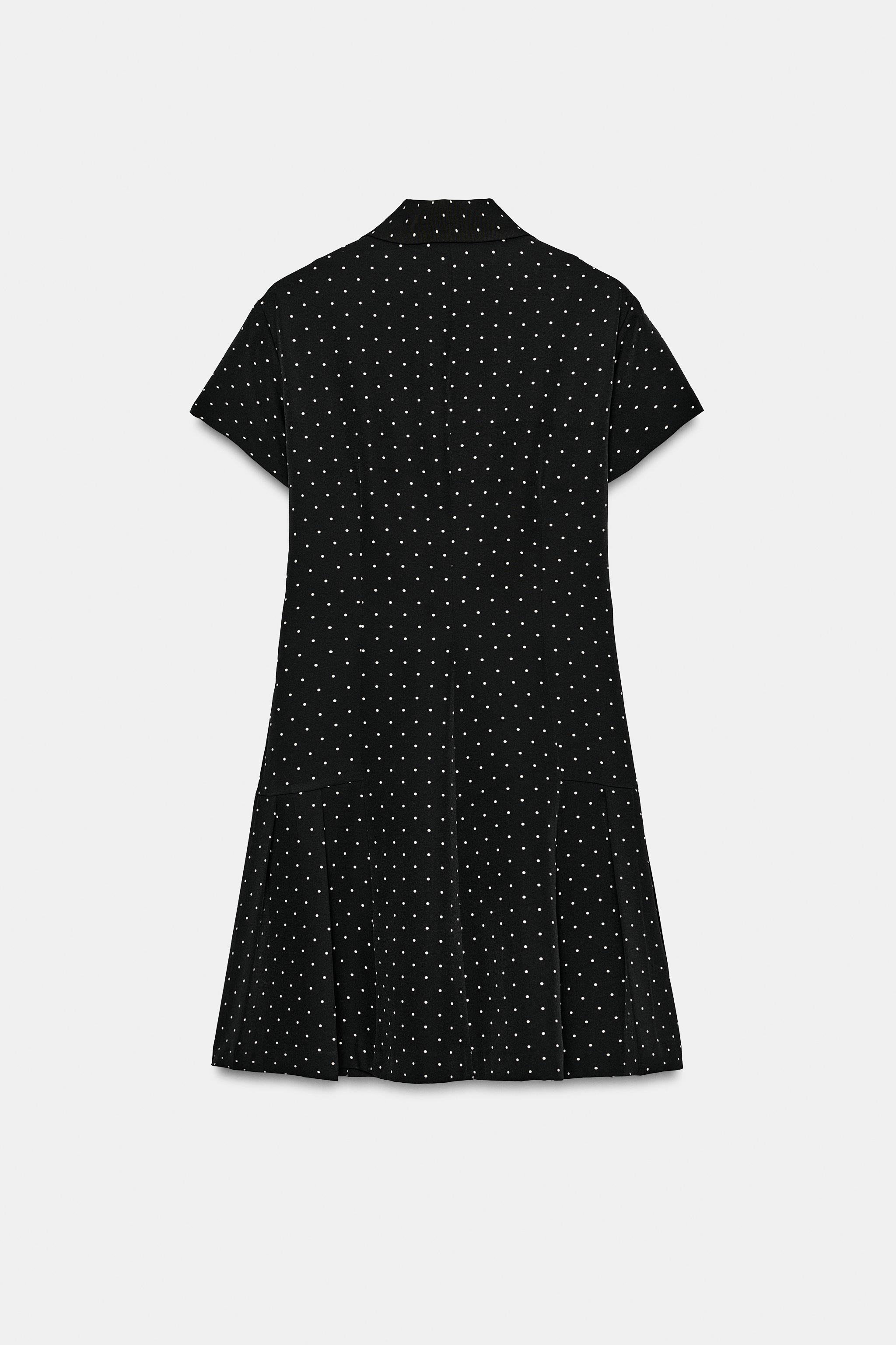 ドットプリントショートワンピース - ブラック/ホワイト | ZARA Japan
