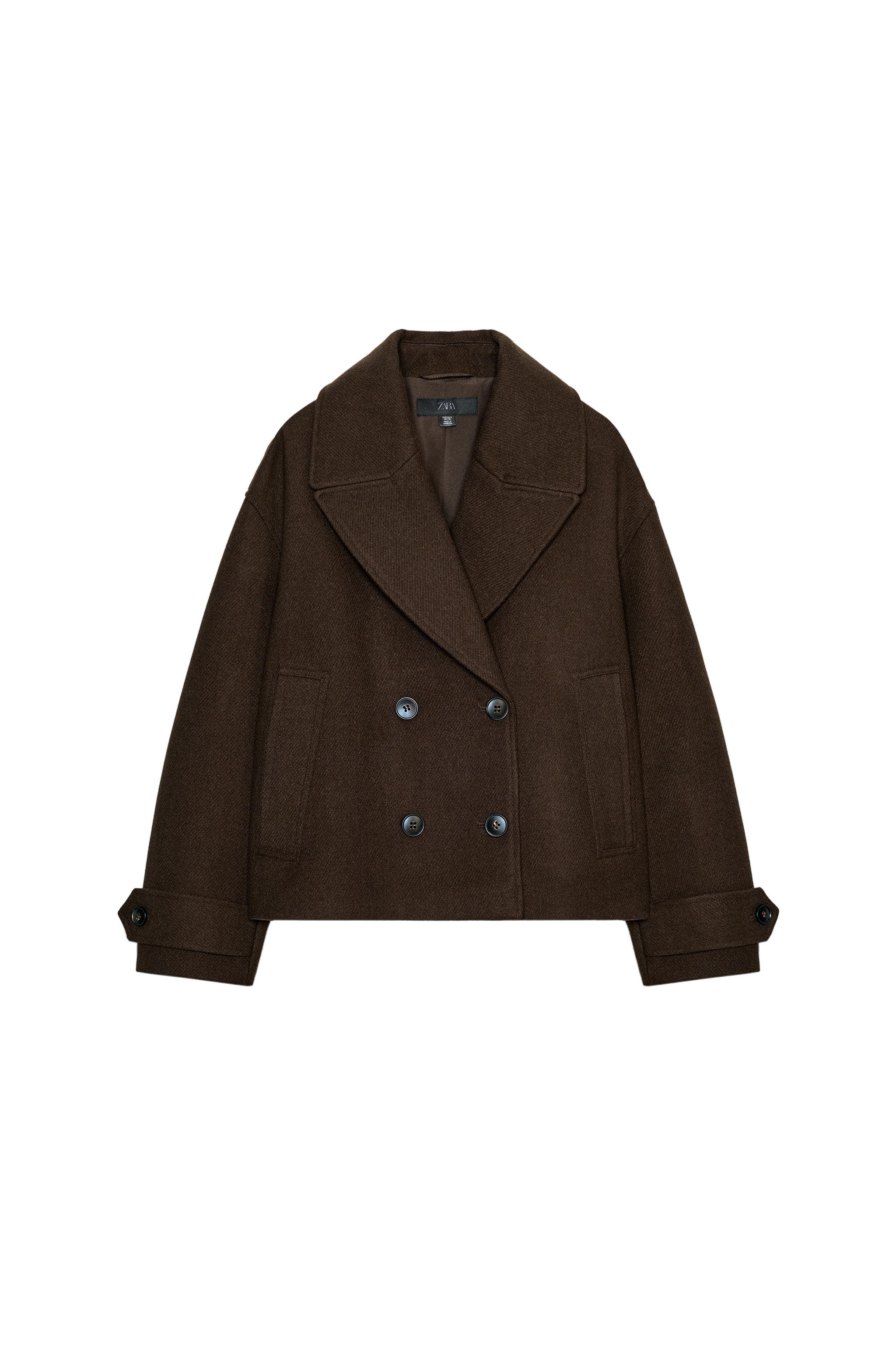 ダブルブレストショートコート - ブラウン | ZARA Japan / 日本
