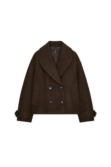 ABRIGO CORTO CRUZADO - Marrón de Zara