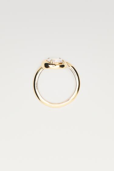 Shimmery crystal hoop ring — Golden 1