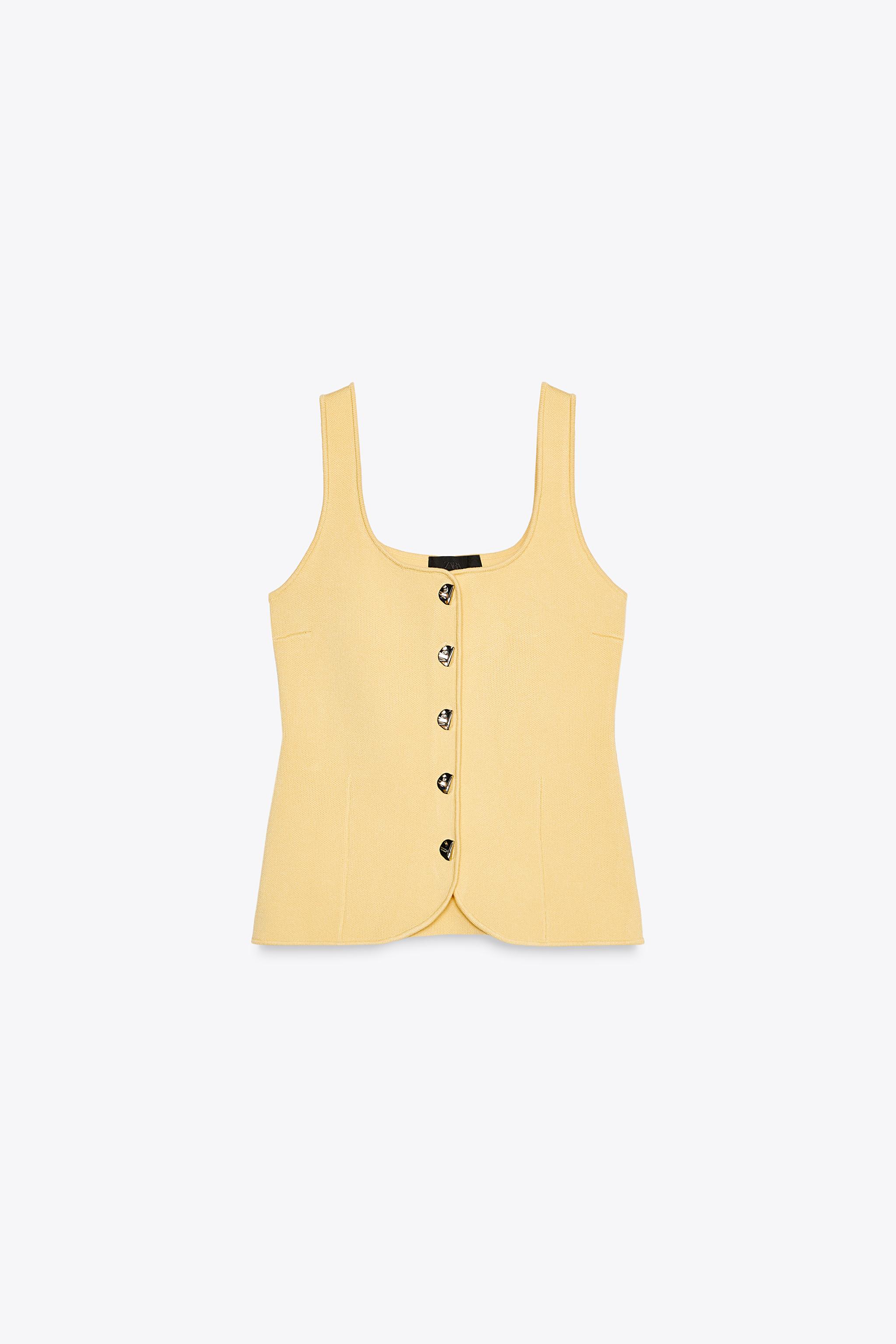 PLAIN KNIT CORSET TOP - Yellow | ZARA United States