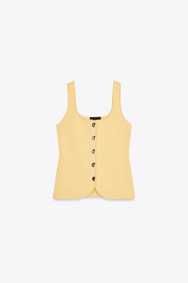 TOP CORSET MAILLE UNIE - Jaune de Zara - Image 5