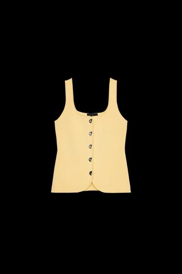 Zara PLAIN KNIT CORSET TOP - Yellow - Image 0