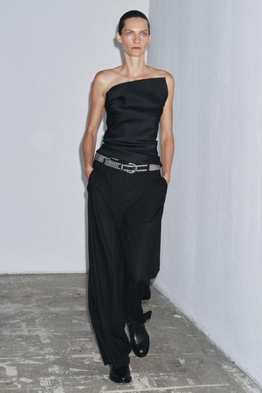 WIDE-LEG TROUSERS WITH DARTS ZW COLLECTION - Black by Zara