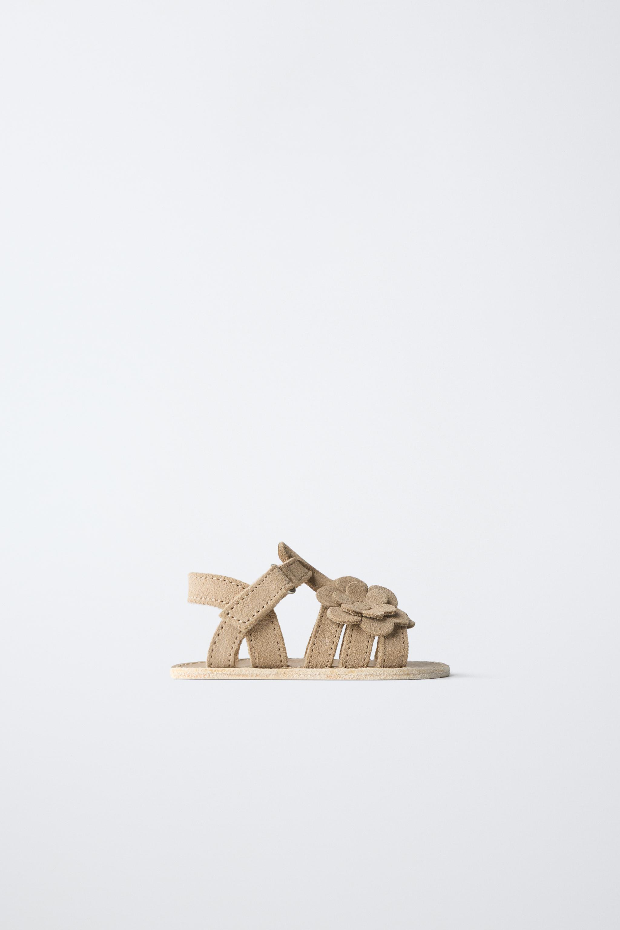 FLORAL LEATHER SANDALS — Sandy Brown