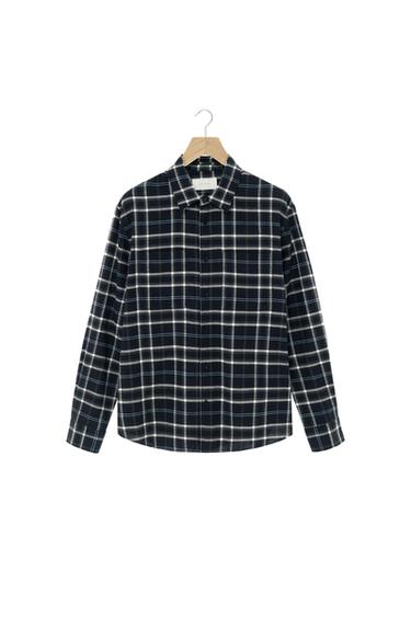 CAMISA FRANELA CUADROS - Marino oscuro de Zara
