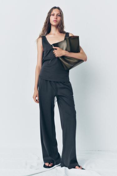 STRAPPY MERCERISED THREAD TOP - Grey by Zara