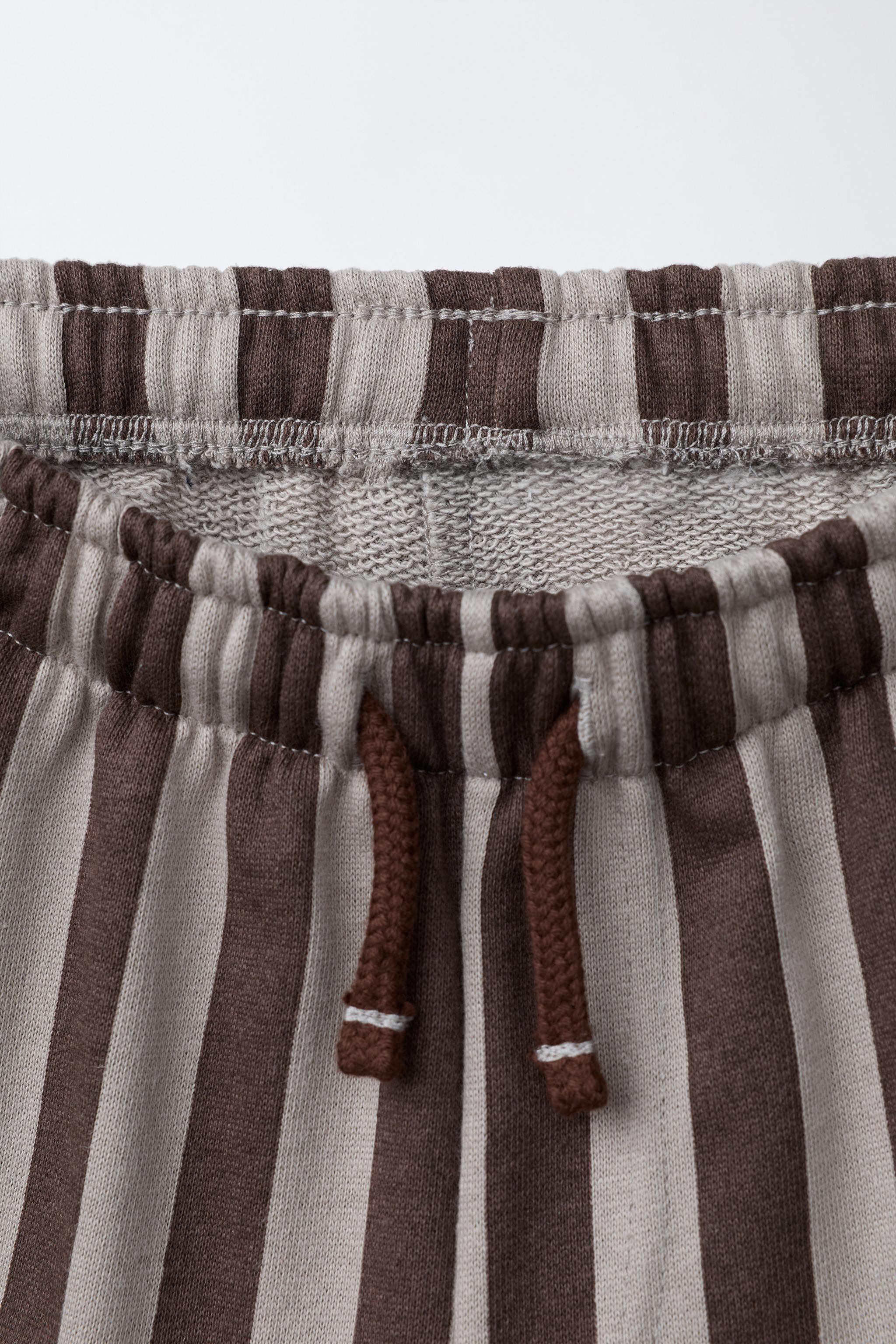 PANTALON EN MOLLETON À RAYURES