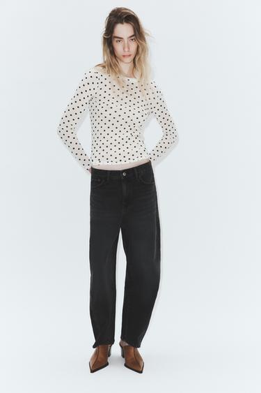 TRF CROPPED MID-WAIST JEANS - Black by Zara
