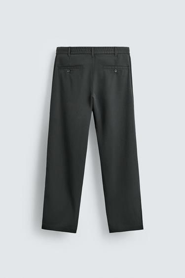 REGULAR FIT JOGGER WAIST TROUSERS - Dark khaki by Zara - Image 6