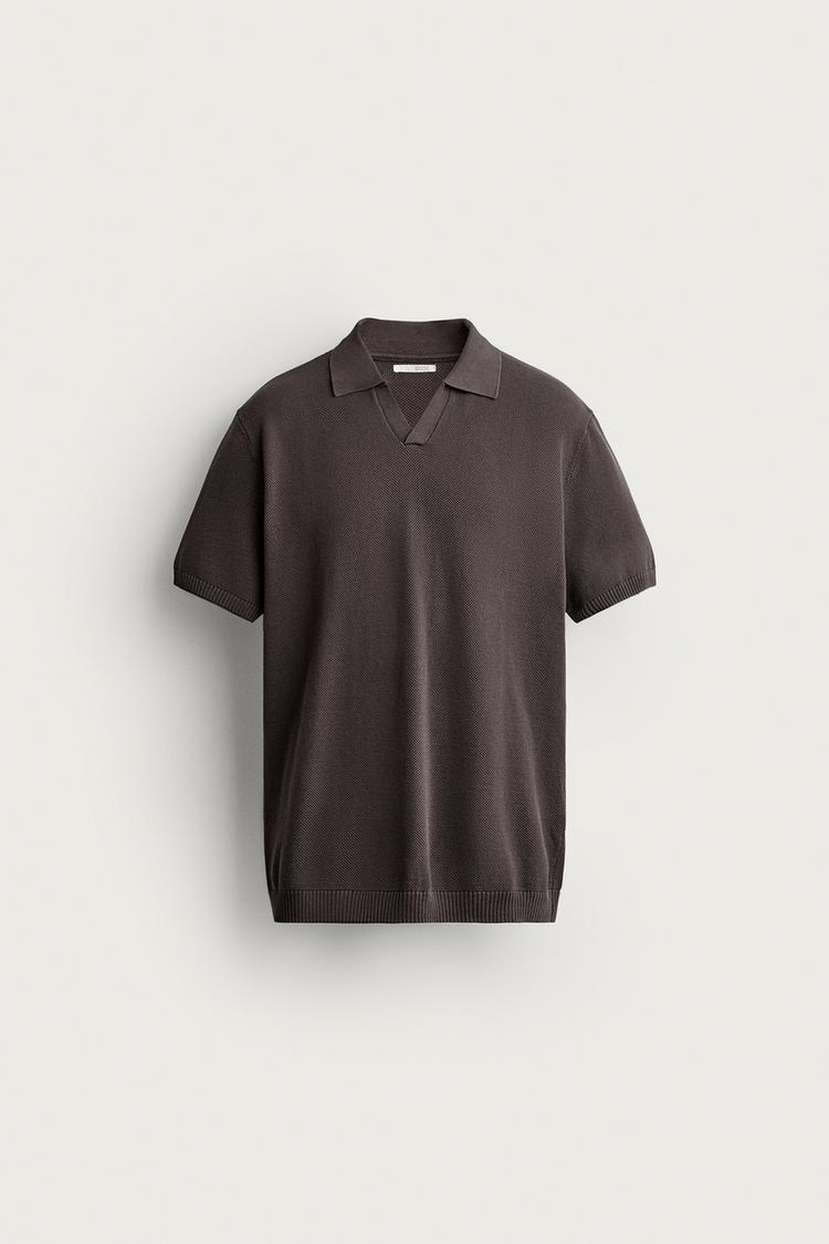 REGULAR FIT TEXTURED KNIT POLO SHIRT