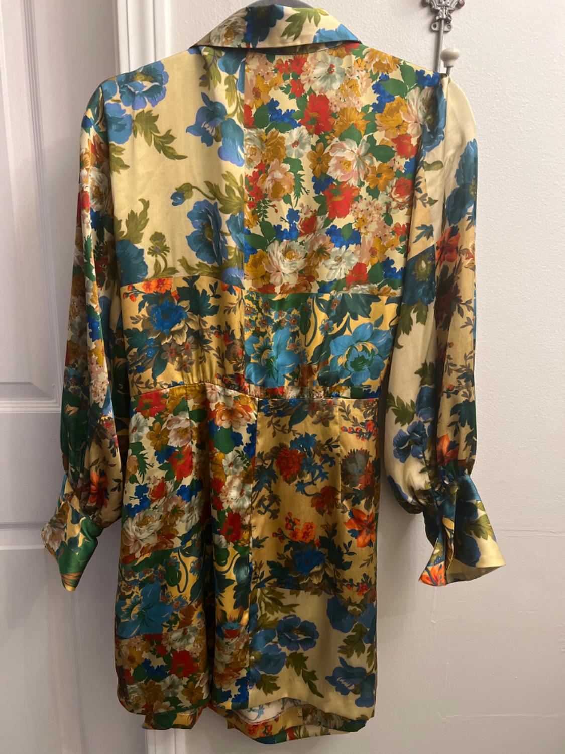 FLORAL PRINT SATIN EFFECT DRESS - Image 2