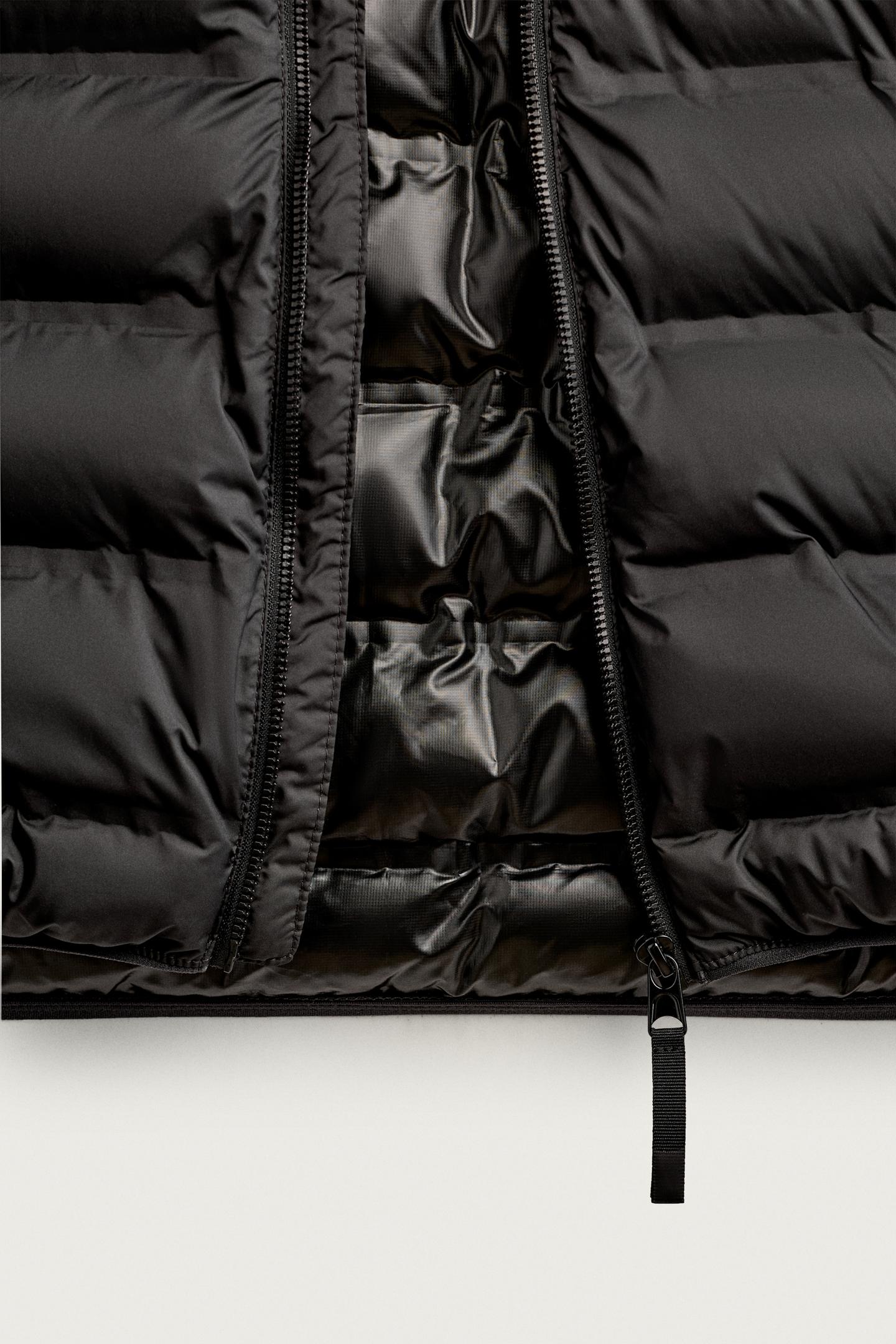 Мужская куртка Zara Water-Repellent Lightweight Quilted, цвет: Чёрный — фото 9
