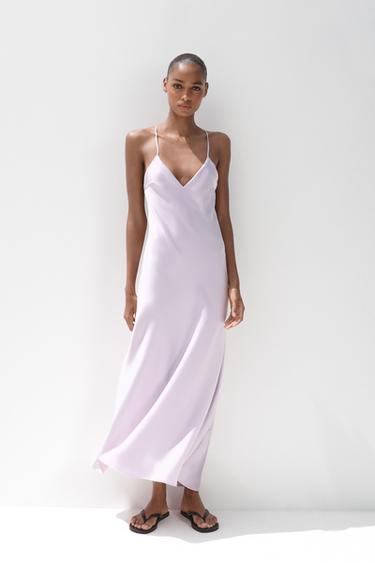 SATIN MIDI DRESS - Lilac by Zara