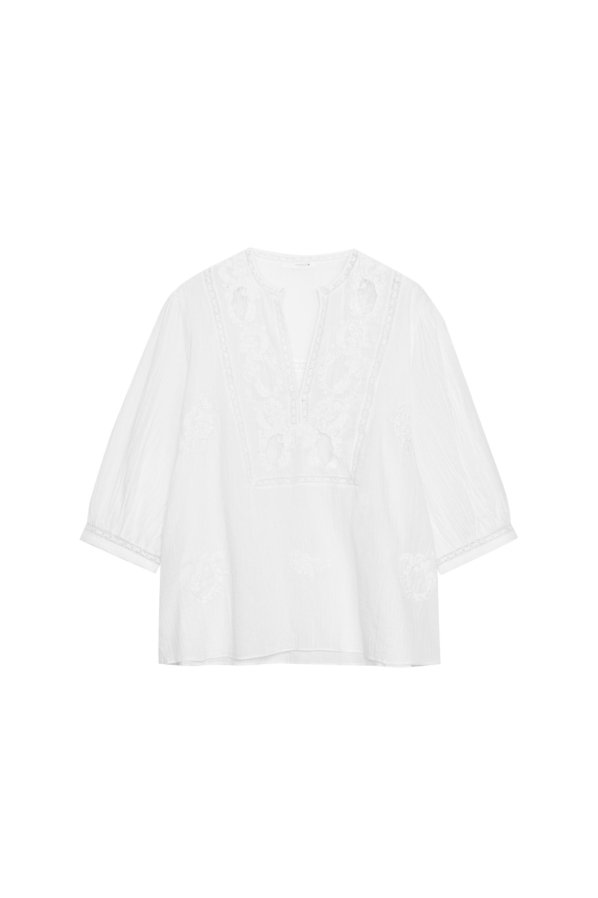 トップス 808 ZW COLLECTION EMBROIDERED LACE SHIRT - White | ZARA United Kingdom