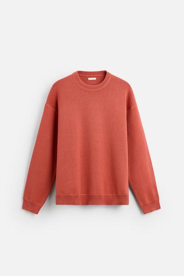 СВИТЕР ИЗ СМЕСОВОГО ХЛОПКА — СВЕТЛО-КРАСНЫЙ от Zara
