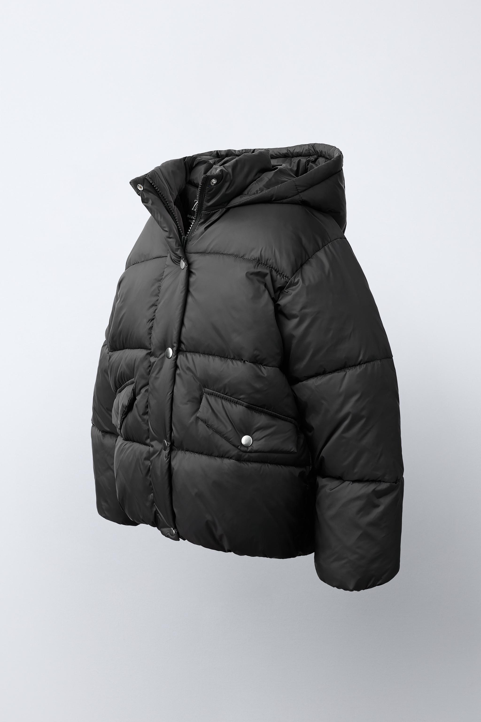 WATER-REPELLENT HOODIE PADDED JACKET — Black