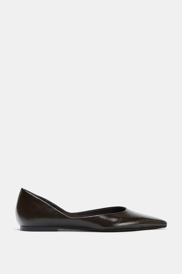 POINTED FLAT SHOES - Chocolate Brown by Zara