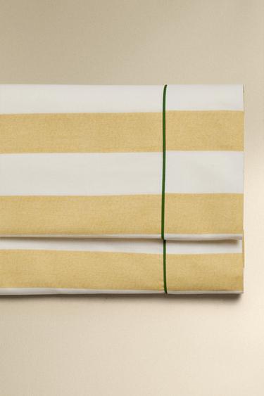 STRIPED WASHED COTTON FLAT SHEET - Yellow by Zara