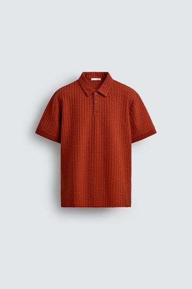 SEERSUCKER RELAXED FIT POLO SHIRT - Reddish by Zara - Image 0