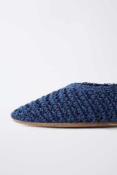CROCHET BOW BALLET FLATS - Blue by Zara - Image 6