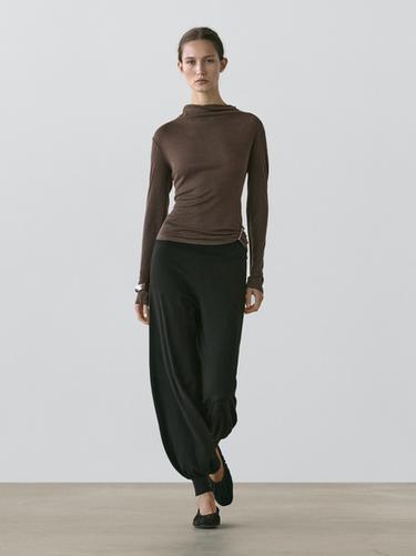 T-shirt à col cheminée - Marron chiné de Zara - Image 0