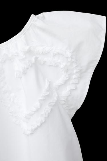 KLEID MIT HERZSTICKEREI - Weiß von Zara