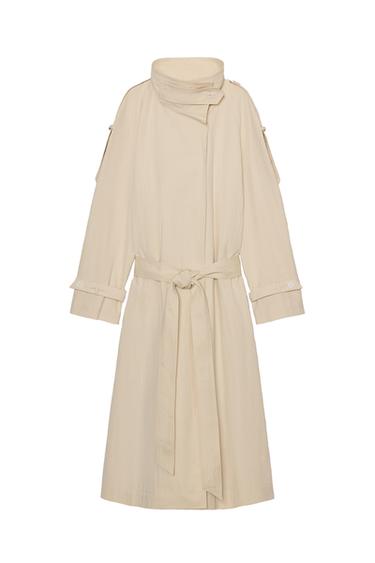Zara ZW COLLECTION HIGH-NECK TRENCH COAT - Butter
